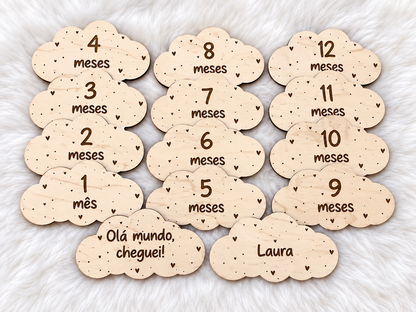 Placas Milestones Bebé - Nuvem