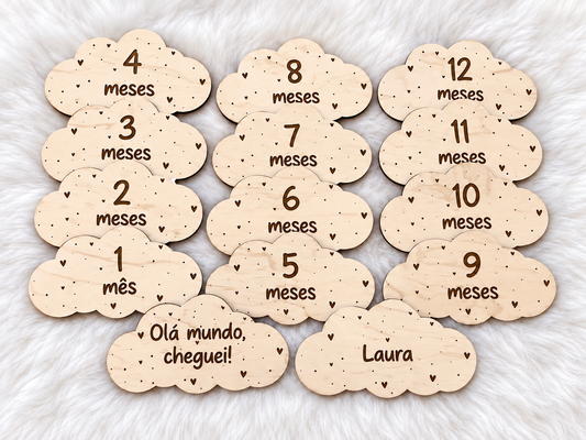Placas Milestones Bebé - Nuvem