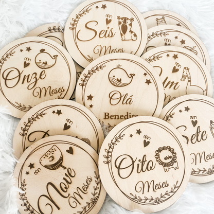 Placas Milestones Bebé - Animais