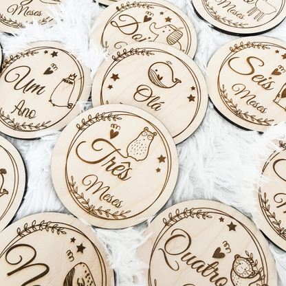 Placas Milestones Bebé - Animais
